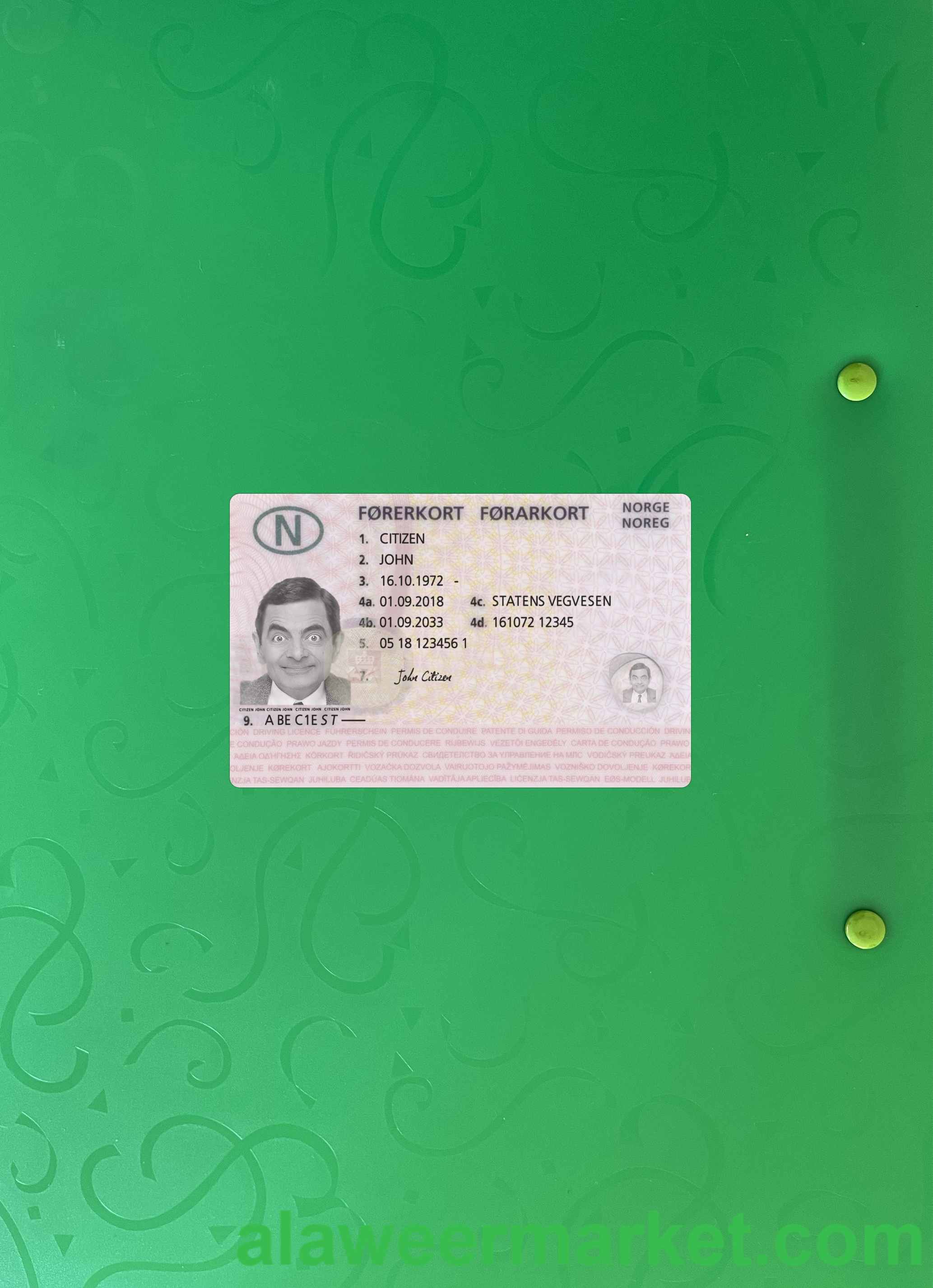 Norway driving license 2018-present photolook front